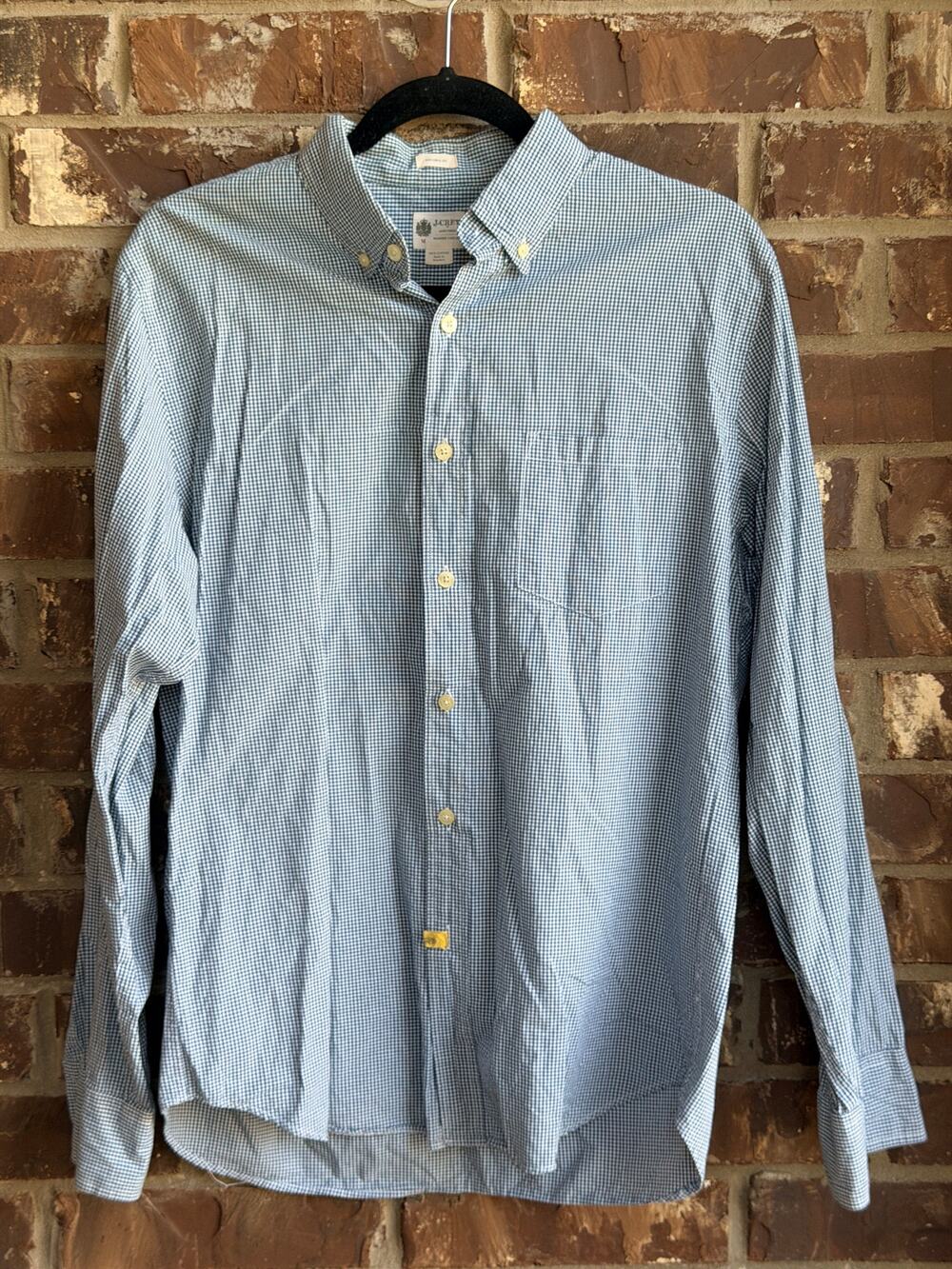 J.Crew  Men's M Tailored Fit Blue White Check Button Down Shirt